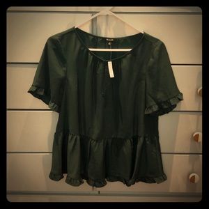 Madewell forest green peplum top